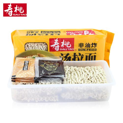 寿桃 方便面汤面4个面块 配鲍鱼鸡汤味调味料 汤拉面 370克