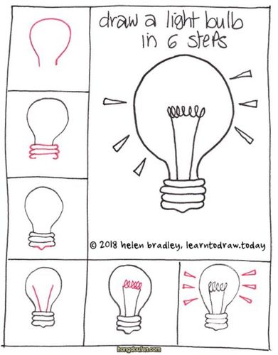 一步一步学习画超级简单画灯泡灯泡简笔画大全