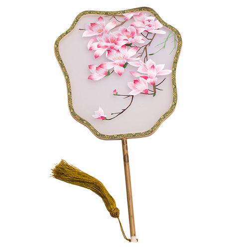 苏州双面团扇古风刺绣宫扇手工绣花湘妃竹苏绣扇子