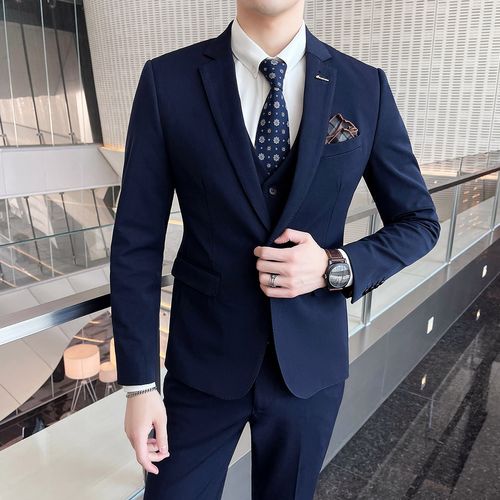 【单扣三件套】帅气新品西装男休闲西服套装男正装