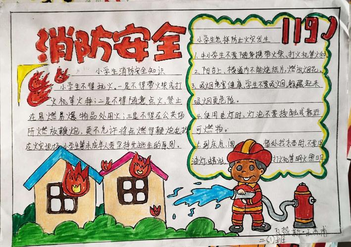 【我们的119】孩子们眼中的消防员,消防手抄报展——库尔勒市第十小学