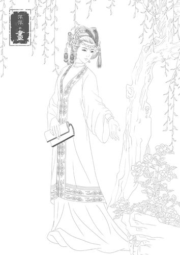 金陵十二钗 线稿_画画的萍萍__插画师作品_涂鸦王国gr