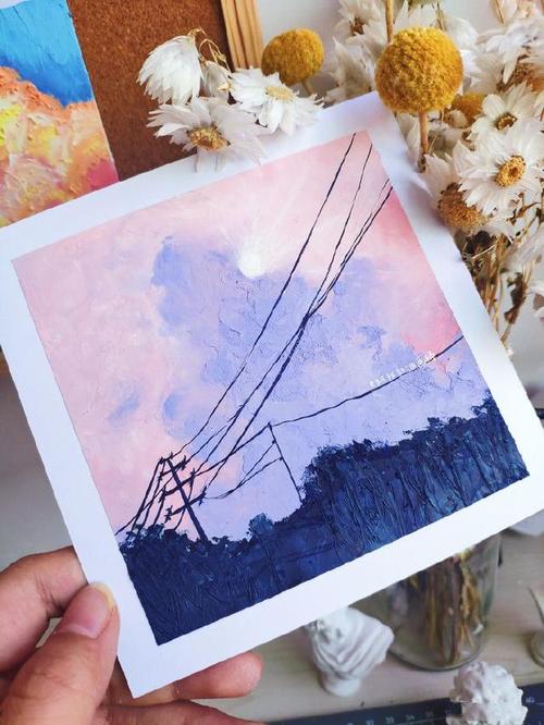 精致唯美的油画棒风景画