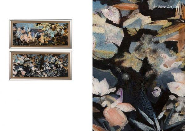 纯手绘进口钢化玻璃裂彩画 镜面斜边不锈钢框