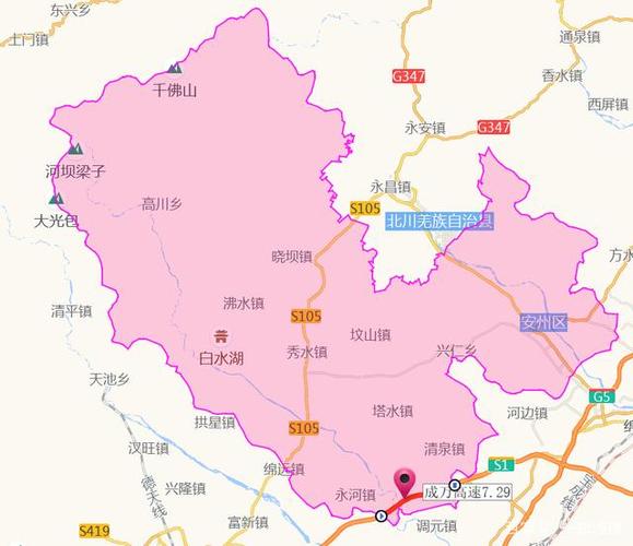 绵阳市各区县高速路长度排名,平武县排第一,有两个县