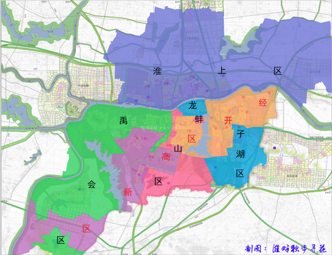 蚌埠市区 行政管理 区划图