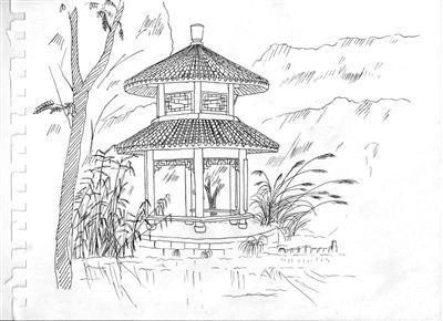亭子写生的简笔画 第1页