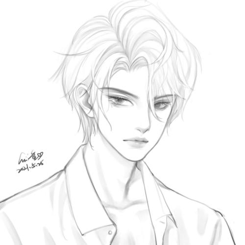 男头线稿练习_线稿_帅哥_绘画_绘画日常_文化_绘画
