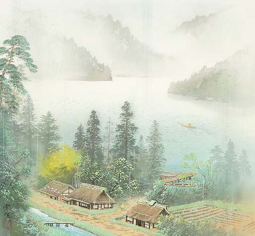 下面一组小岛光径的山水风景,突出体现了日本水彩风景的特色.