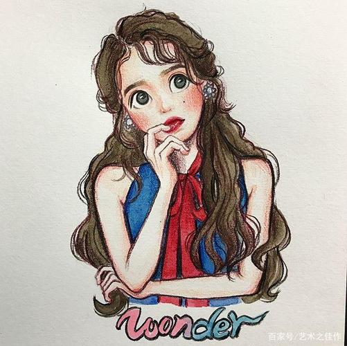 插画师wonder_iu笔下的手绘彩铅人物插画