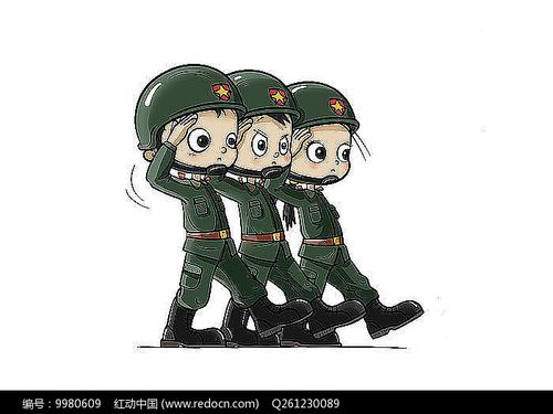 卡通军训插画图片