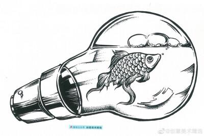 灯泡主题黑白装饰画