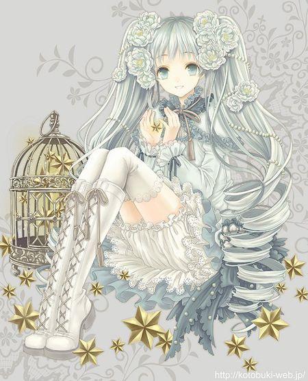 求动漫美少女银色长发图片大张～谢谢