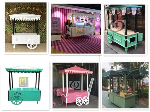 当前热销定制防腐木餐车移动小推车景区小吃车多功能商业街售货车实木