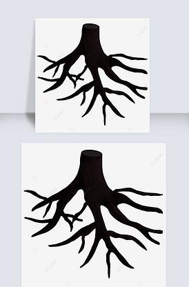 深色弯曲复杂树根剪贴画