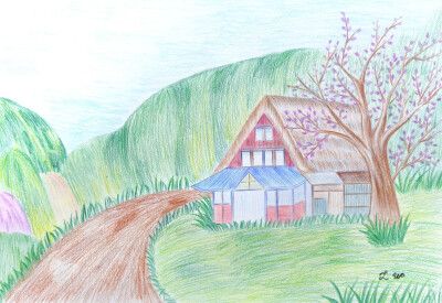 彩铅城市风景画