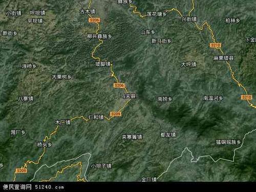 中国云南省文山壮族苗族自治州马关县地图(卫星地图)