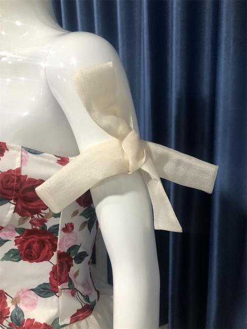 2021欧美夏季新款修身一字领绷带裹胸上衣蝴蝶结露背印花背心女