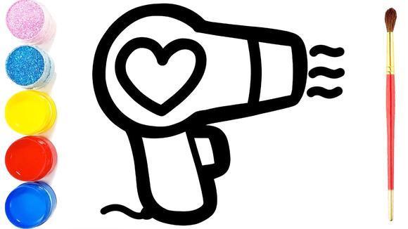 儿童手工闪粉画沙画:小小爱心吹风机,用它给谁吹干头发呢?