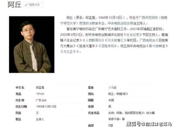 原创主持人阿丘被封杀曾经的绯闻被挖出来邱毅称其言论已离经叛道