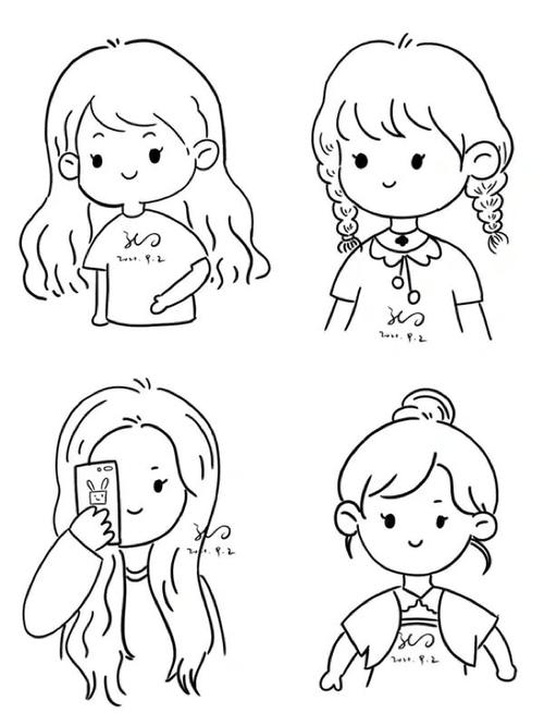 简笔画|卡通小姐姐可爱头像|简笔画临摹素材_简笔画_头像_绘画_pro