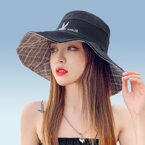 渔夫帽夏天ins遮脸女士韩版百搭学生遮阳大沿太阳帽