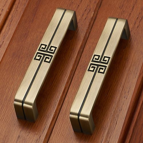 复古新中式柜门拉手大衣柜橱柜门拉手抽屉鞋柜古铜把手仿古铜拉手