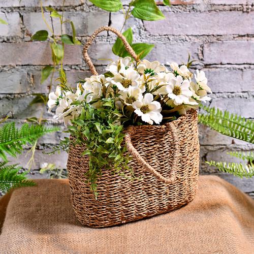 挂墙挂壁墙壁悬挂式装饰挂件麻绳编织壁挂小花篮藤编吊篮吊兰花盆