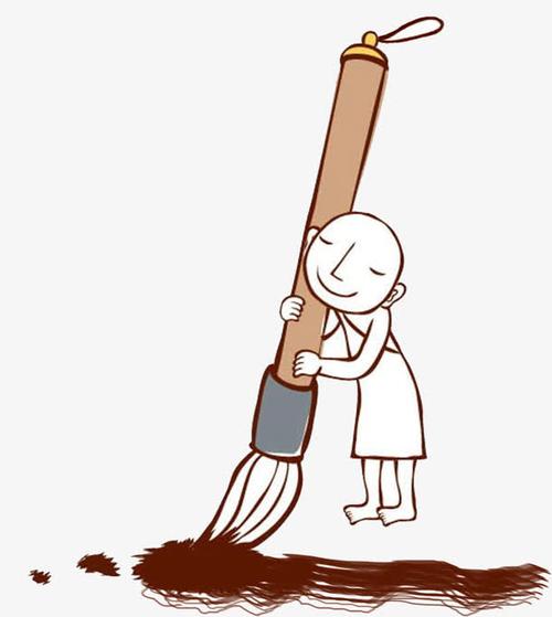 拿着毛笔的小孩