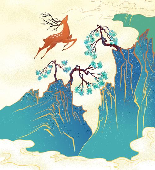 《神鹿》国画板绘插画