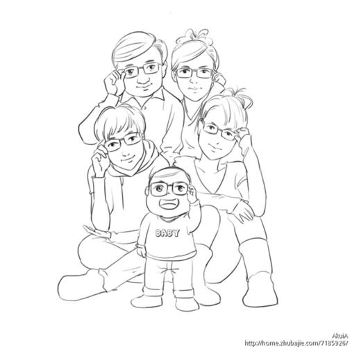 简笔画全家福老人在最上面小孩在最底下