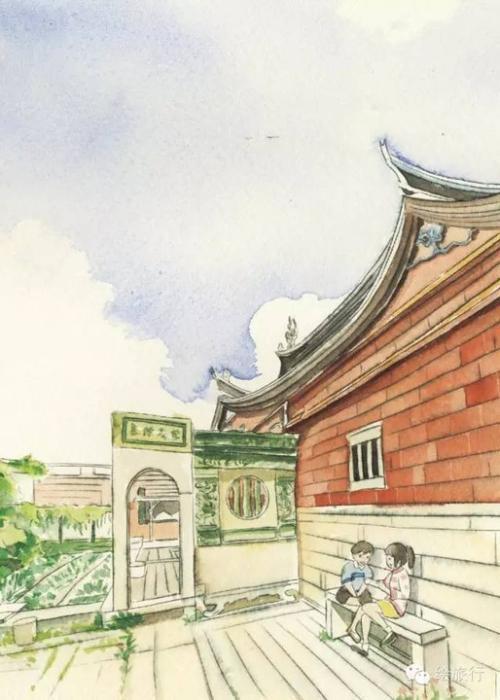 简笔画闽南古厝燕尾脊