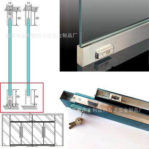 不锈钢无框玻璃门地锁 地弹簧玻璃锁夹铝合金芯长门夹下夹带锁