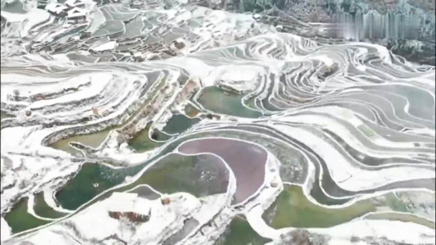 贵州从江梯田雪景如画