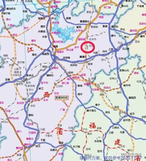 景鹰瑞铁路路网走向示意图(仅供参考)