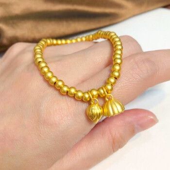杜大生古法黄金手链女款9999足金手镯传承吊坠金珠子纯金莲蓬转运珠