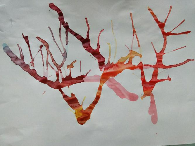 小班美术~吸管吹画