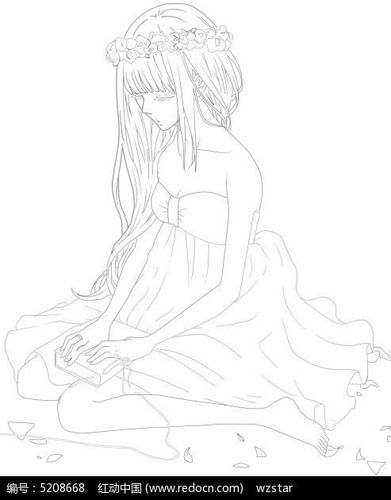 漫画女生侧面跪坐 (第1页)