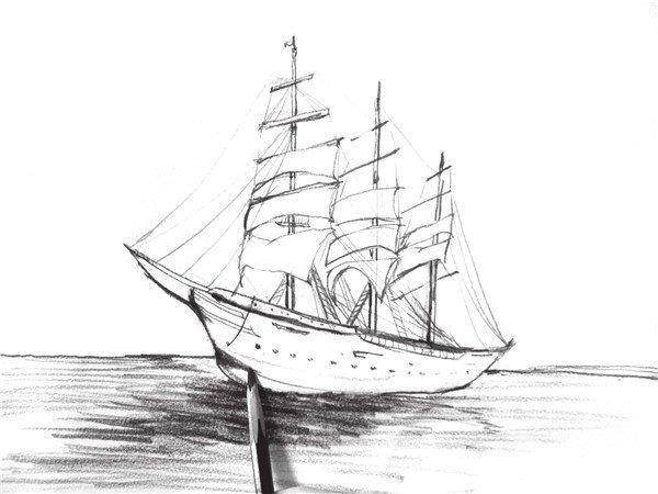 速写海上帆船的绘画技法(4)
