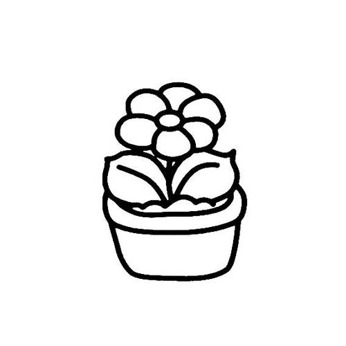 儿童学画花盆花卉植物画法   六瓣的花朵花简笔画法