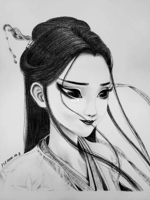 【白蛇缘起,素描手绘】青蛇劫起,白娘子_素描_手绘_兴趣爱好_绘画