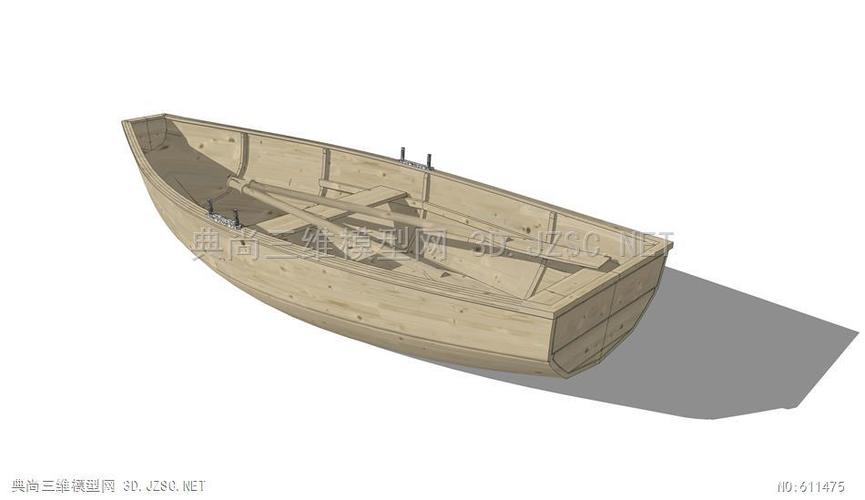 中式船筏 渔船 竹筏 木舟 船坞 (15)su模型