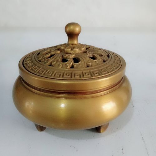 厂家批发铸铜工艺品摆件 室内桌摆件 插香盘香黄铜香炉定制加工