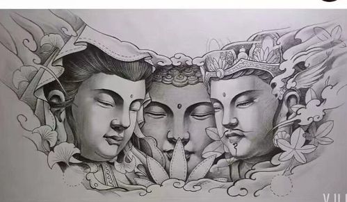 前胸口三面佛纹身