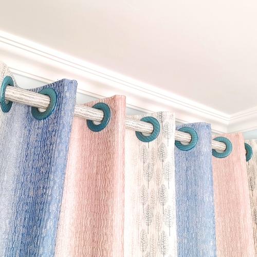 免打孔胡桃白枫木纹可伸缩加长客厅卧室免钉简易单双杆窗帘轨道杆