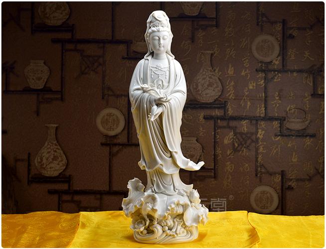 戴玉堂 德化白瓷观世音菩萨摆件家居饰品/六莲如意观音 d22-05
