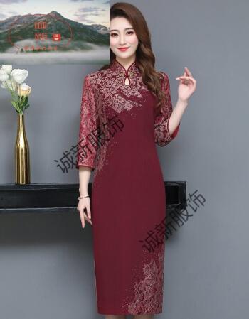 喜庆冬装儿子女儿结婚喜婆婆毛呢礼服2020婚礼妈妈装旗袍高贵宴洋气