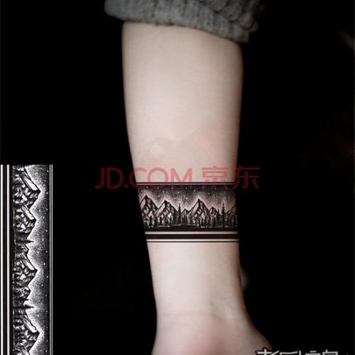 秋江月手环纹身贴嘻哈手腕一圈黑暗臂环防水仿真男女欧美刺青 三张