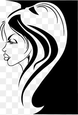 黑白人物插图手绘美女侧脸