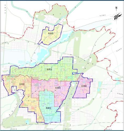 所确定的新乡市中心城区规划建设用地范围,包括主城区和凤泉区,总面积